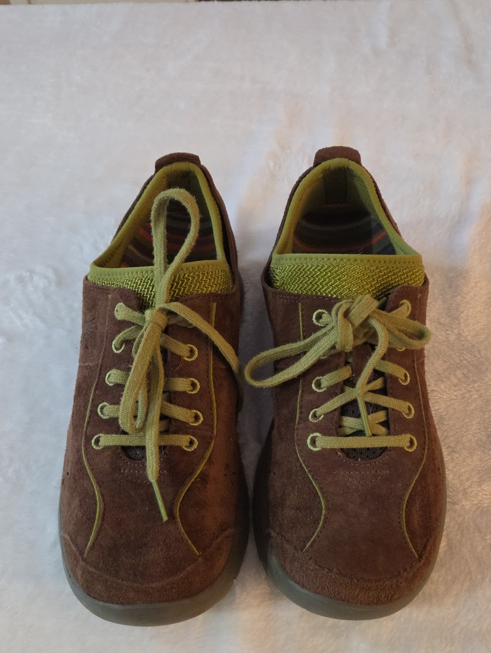 Dansko Brown Suede Sneakers with Olive Green Trim